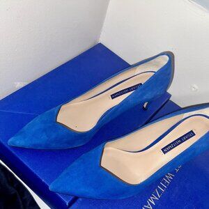 STUART WEITZMAN 7.5 PUMPS ANNY 70 ROYAL BLUE SUEDE